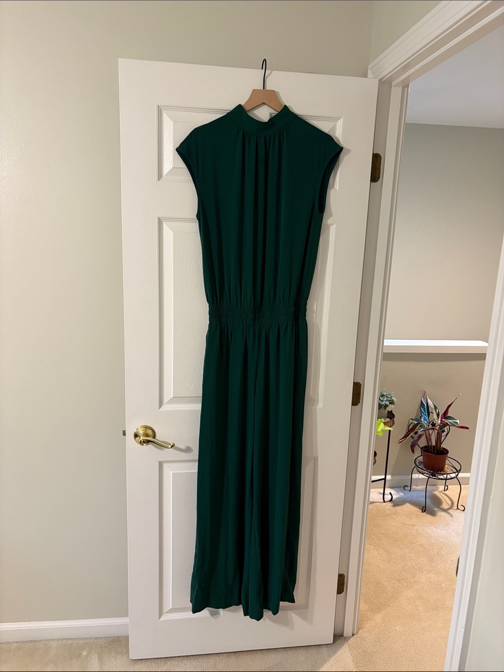 Halara Mock Neck Keyhole Back Short Sleeve Wide Leg Work Jumpsuit with Pockets